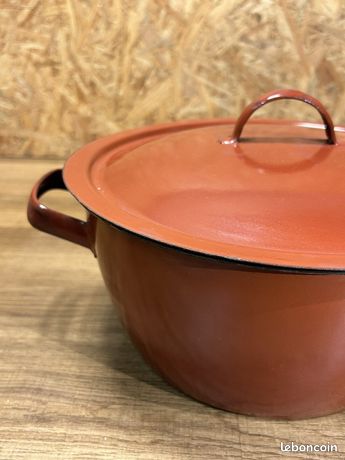 Cocotte Ancienne Tôle émaillée – Rouge – Faitout Vintage France