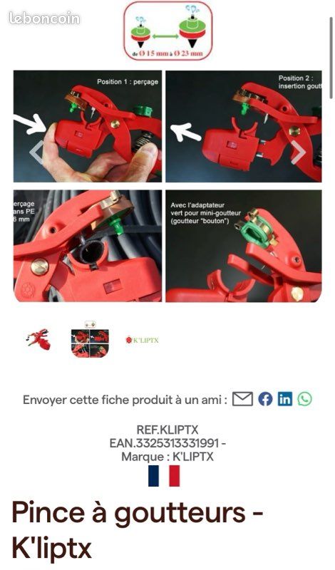 Pince à goutteurs K’liptx (image 1)