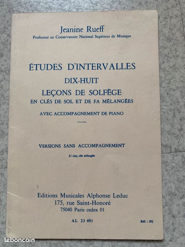 Manuel Etudes d'intervalles - Dix-huit leçons de solfège Jeanine Rueff (image 1)