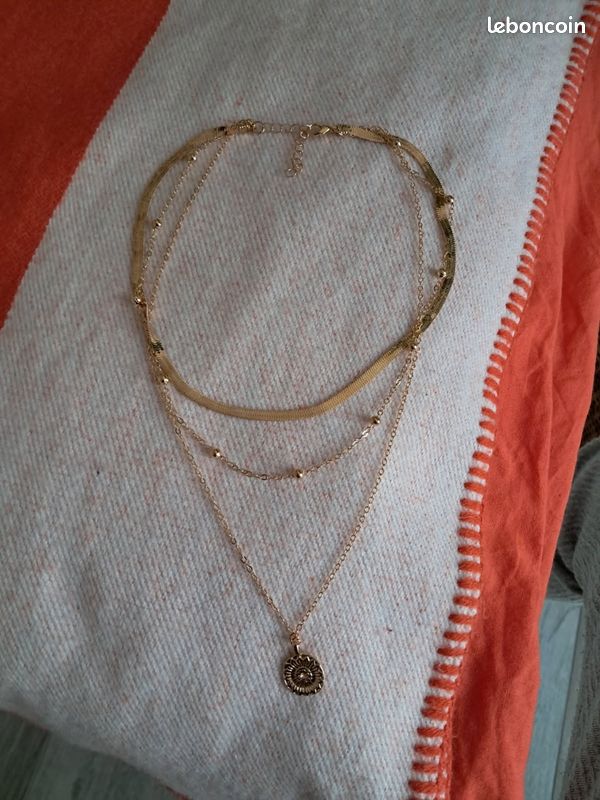 Collier 3 rangs acier inoxydable neuf (image 1)