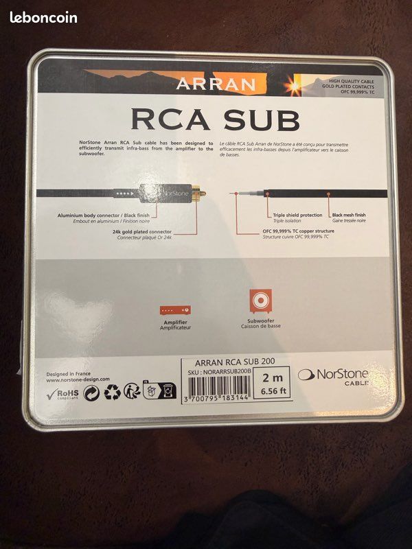 Câble RCA SUB 2m norStone (image 2)