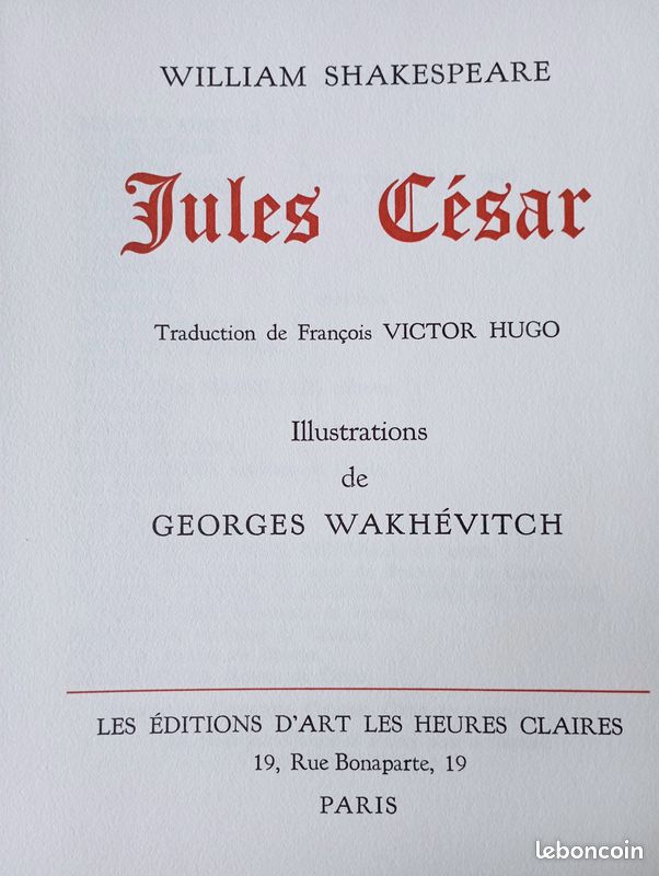 390 - LOT DE 6 VOLUMES DE WILLIAM SHAKESPEARE (Les Tragédies) COMPLET (image 5)