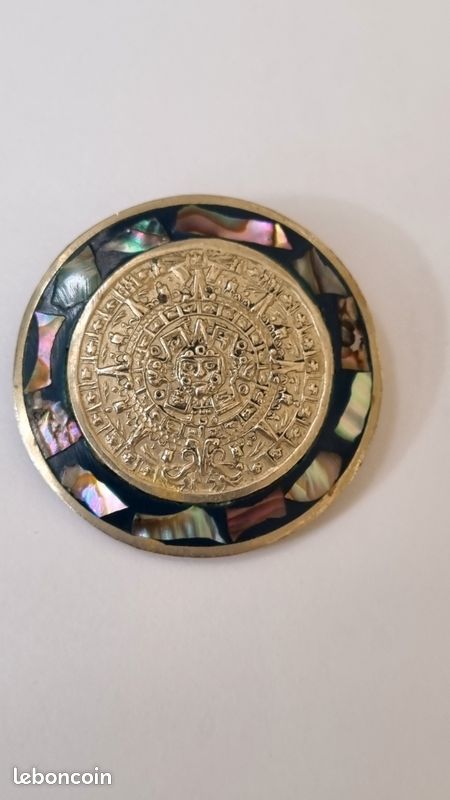 Broche-pendentif Mexicain Vintage En Alpaga - Motif Argenté, Artisanat