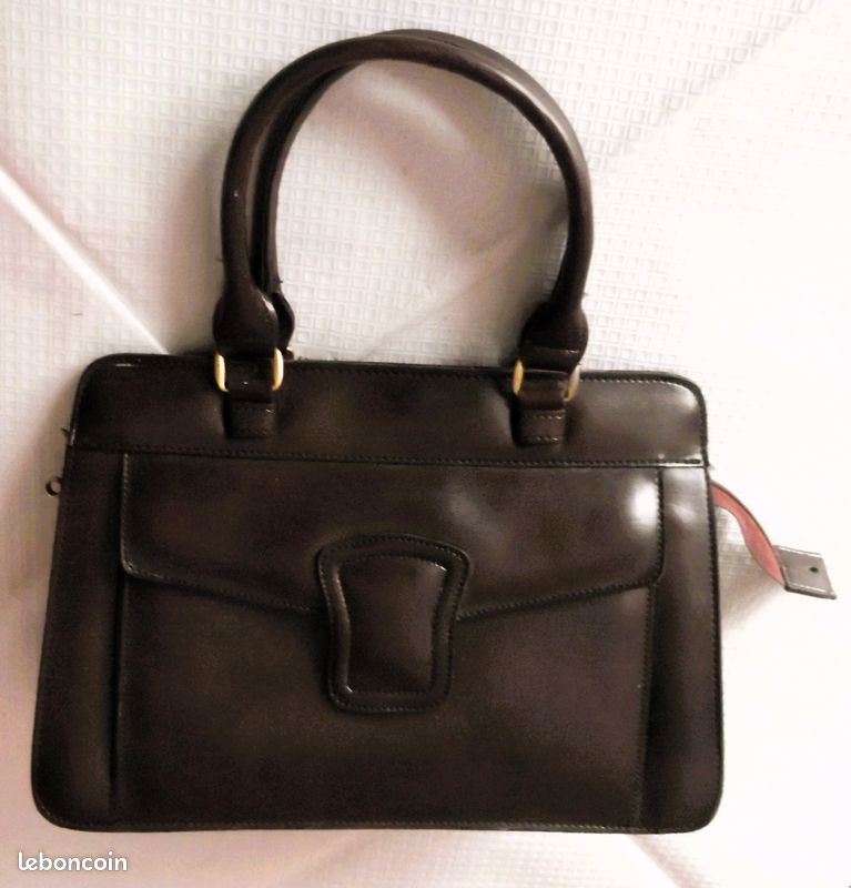 Sac à main vintage en similicuir marron (image 1)