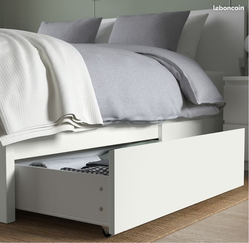 Ensemble complet lit IKEA MALM 160x200 cm avec matelas EPEDA EGERIE - Comme neuf (image 3)