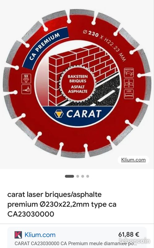 Disque laser brique Carat 230xH22.23mm (image 1)