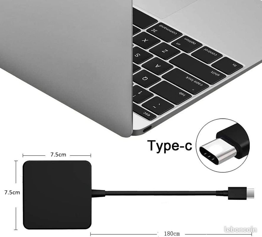 Chargeur USB-C 65W Universel Pour PC Portable - Compatible Dell, HP, Asus, Lenovo, Huawei, Acer - Neuf