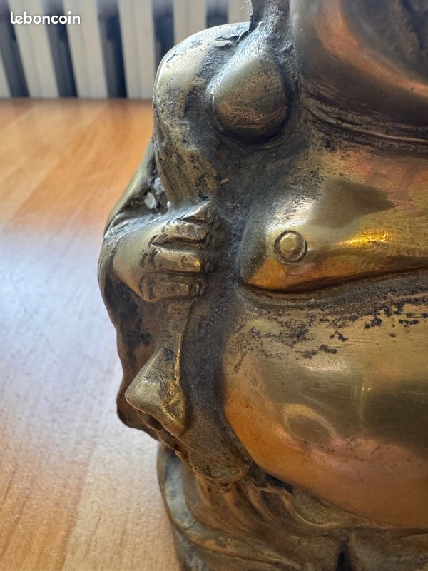 Statue Bouddha rieur laiton dore artisanat asiatique decoration zen collection (image 4)