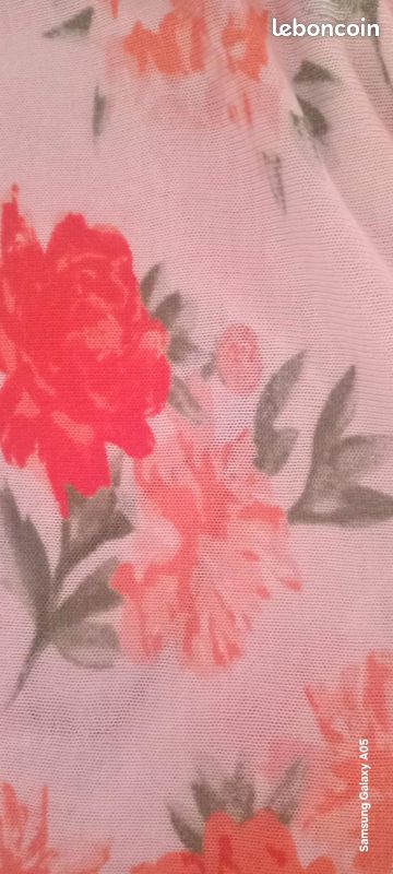 Cardigan Vintage Femme •T 36-Viscose&Soie•Motif Floral (image 4)
