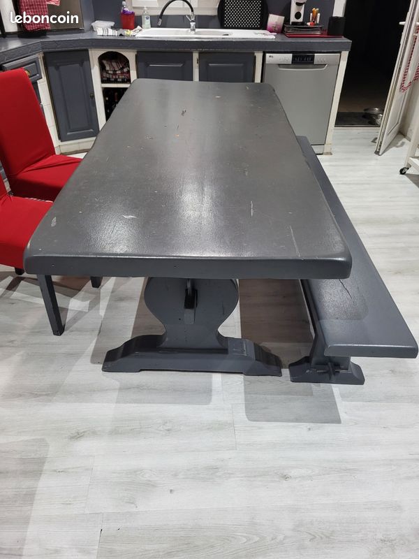 URGENT Table et banc en chêne repeinte (image 1)