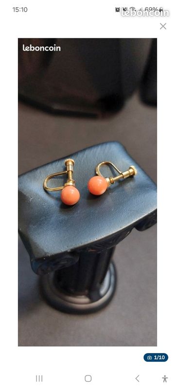 Boucles D'oreilles Vintage En Alliage Composite Doré - Occasion