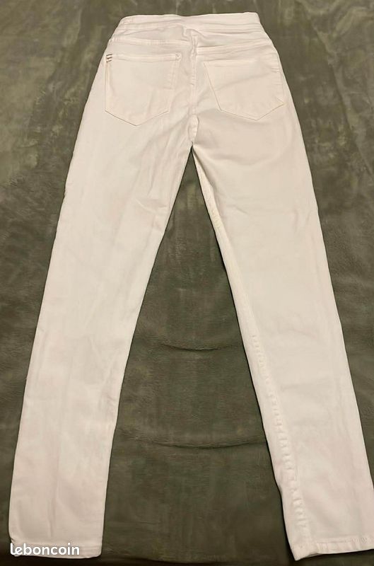 Pantalon Blanc Troué Taille Haute – Jennyfer Taille 36 – Skinny – Très Bon état