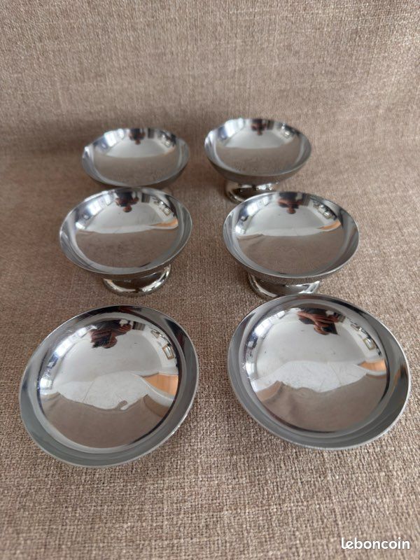 Lot de 6 coupes à glace dessert vintage Space Age en inox années 70 (image 2)
