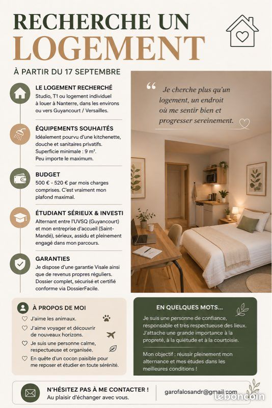 Appartement 1 pièce 20 m² · à Nanterre · 20 m² · 650 €/mois