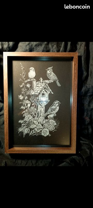 Cadre Artisan Gravé à La Main - Verre - Modèle Liberté - Neuf