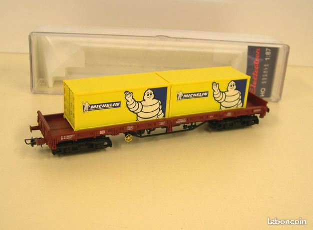 Electrotren 1561k échelle ho wagon plat a ranchers et deux conteneurs - Jeux & Jouets