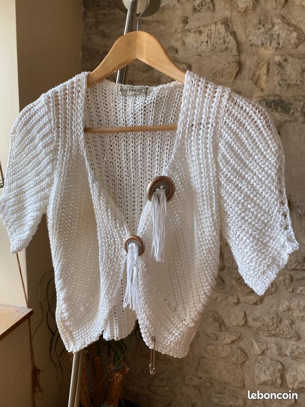 Gilet en maille de coton blanc - Taille M (image 1)