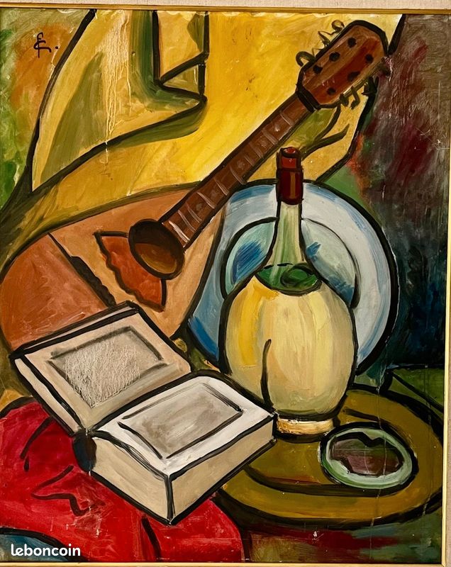 Grand Tableau peinture vintage signé (image 4)