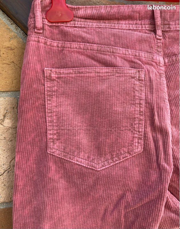 Pantalon à la coupe décontracté, en velours côtelé, vieux rose côtelé, Hod Paris, 27 US = 37 FR grand (image 14)