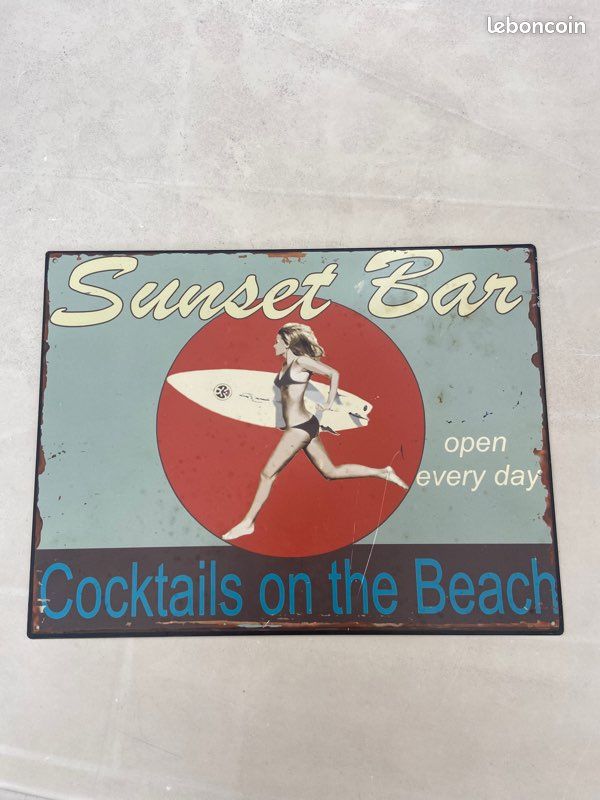Plaque décorative vintage « Sunset Bar – Cocktails on the Beach » (image 1)