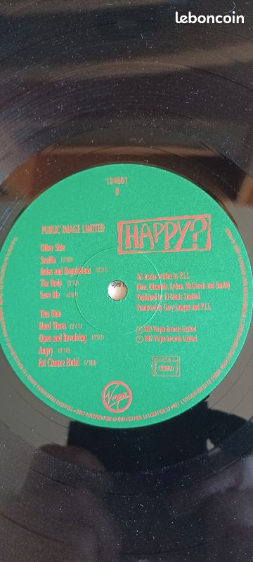 Disque vinyle 33T Public Image Limited (PIL) "happy?" (image 2)