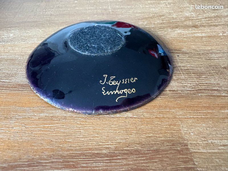 Pendentif Fantaisie En Émaux Sur Cuivre Signé J. Teyssier Limoges – XXème Siècle – Occasion