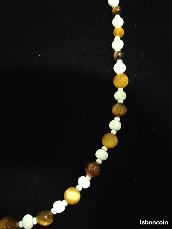 Collier Vintage Années 70 Fleurs En Résine Et Cristal - Avec Cordelette Jaune, Style Rétro Bohème, Occasion