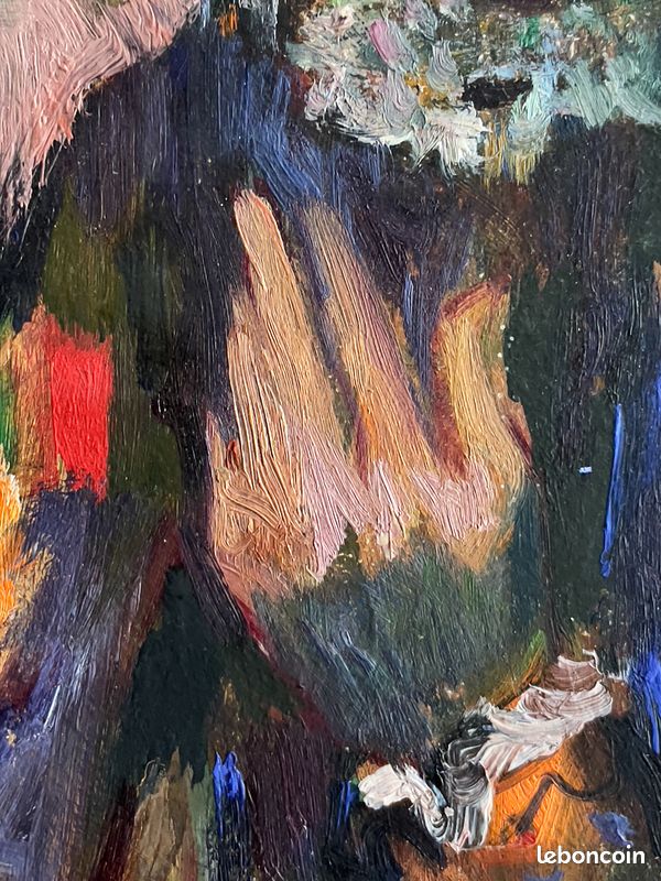 « Arlequin » par Alfred Tinsel (1920 - 1989) peinture à l’huile 3F signée et datée 1956 (image 6)