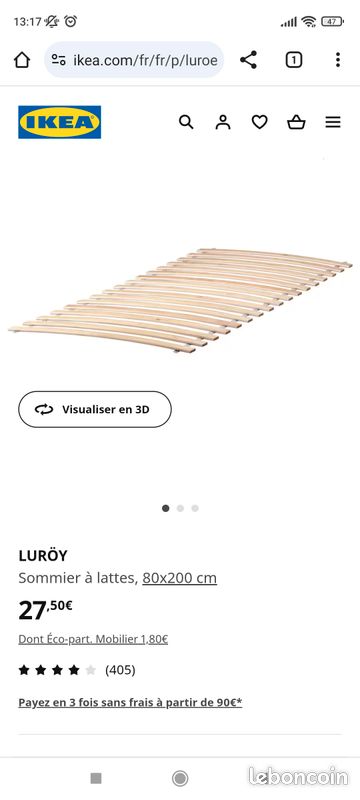 Lit extensible MINNEN Ikea noir + sommier + matelas (image 3)