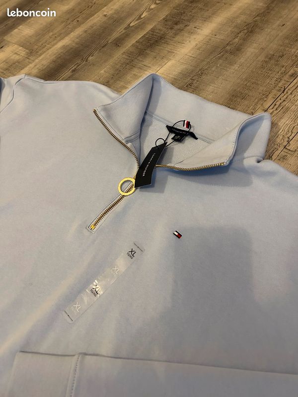 Pull Zip Tommy Hilfiger bleu Neuf (image 4)