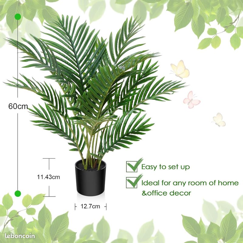 Kazeila Palmier Artificiel de Panier Osier 60cm Grande Plantes Artificielles Interieur Fausse Plante Deco Interieur Maison Salon Bureau Moderne(2Pack) (image 2)