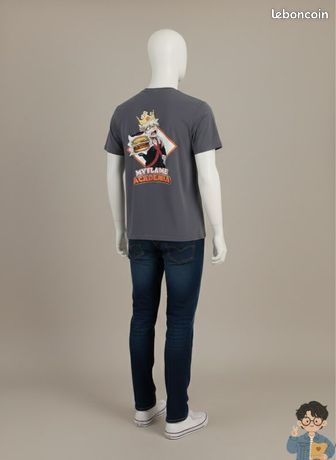 T-shirt My Hero Academia X Burger King - Gris Flame Taille XL Homme Neuf Avec étiquette