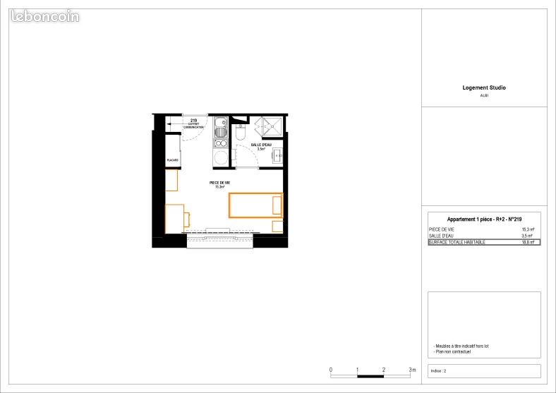 Appartement a louer albi - 1 pièce(s) - 18 m2 - Surfyn