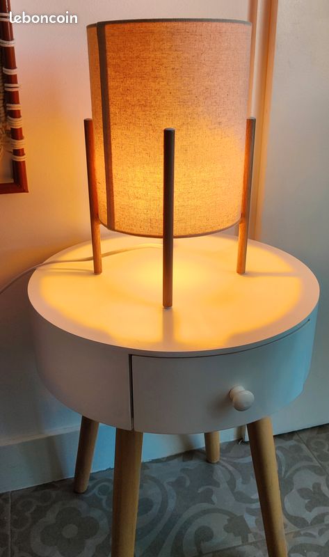 Ensemble 2 tables de chevet + 2 lampes marque SKLUM (image 2)