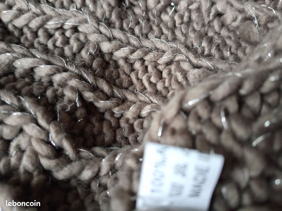 Bonnet marron fils argentés (image 4)