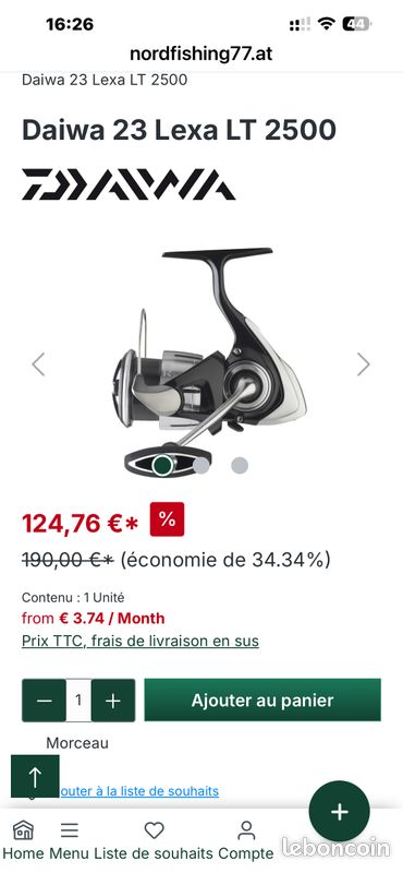 Daiwa Lexa E LT Moulinet Pêche – Corps Aluminium, 5 Roulements, Frein ATD, 260g, Capacité 0,23mm/150m