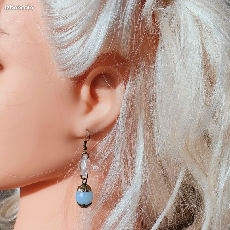 Boucles d'oreilles pampille en verre recyclée (image 1)
