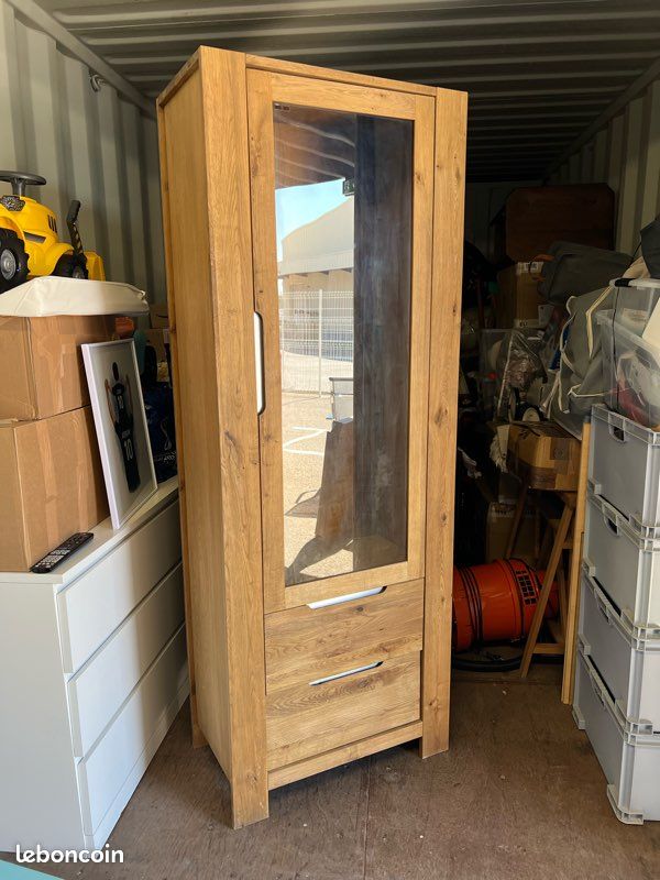 Armoire penderie 1 porte vitrée chêne (image 3)