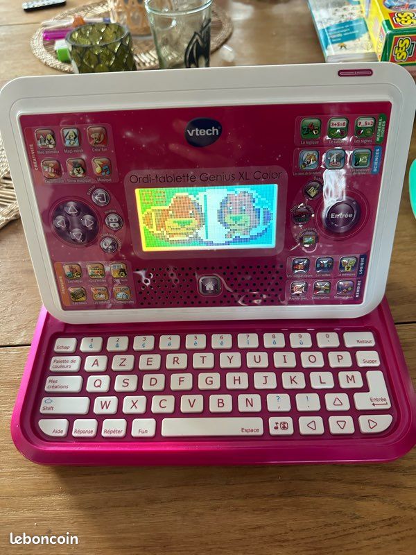 VTech - Genius XL Color Pro Bilingue Rose, Ordinateur Enfant & Ordi-Tablette Genius XL Color Rose, Ordinateur Enfant, Tablette Éducative – 5/8 Ans - Version FR, Taille Unique