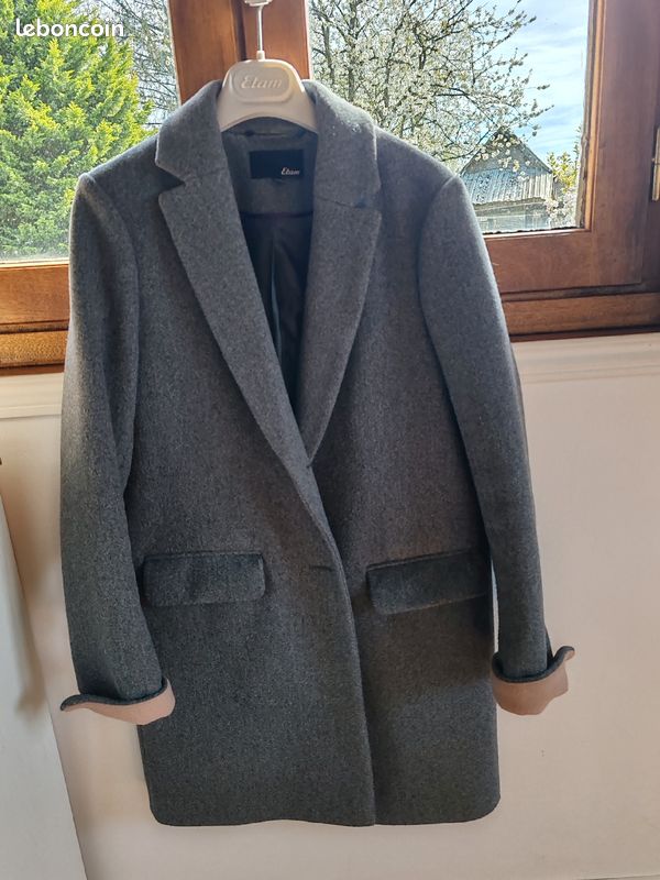 Manteau Etam couleur gris chiné (image 1)