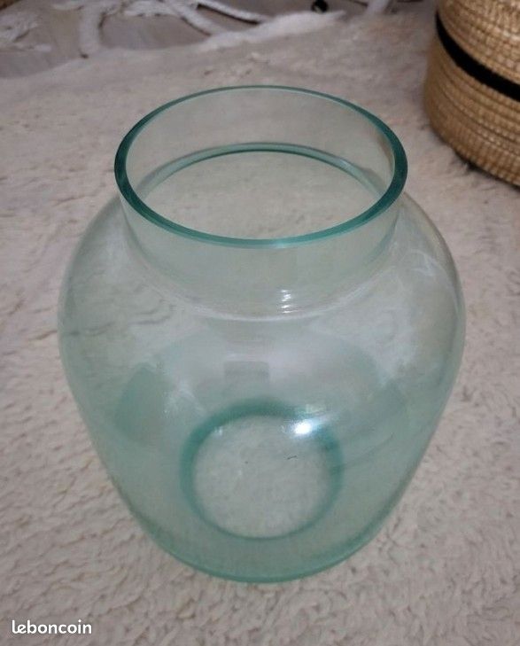 Grand Vase en Verre Transparent Teinté Bleu/Vert - Style Bohème (image 2)