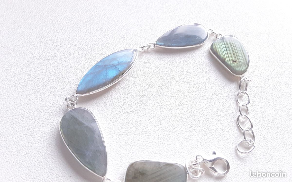 Superbe bracelet en pierre naturelle Labradorite pièce unique (image 8)