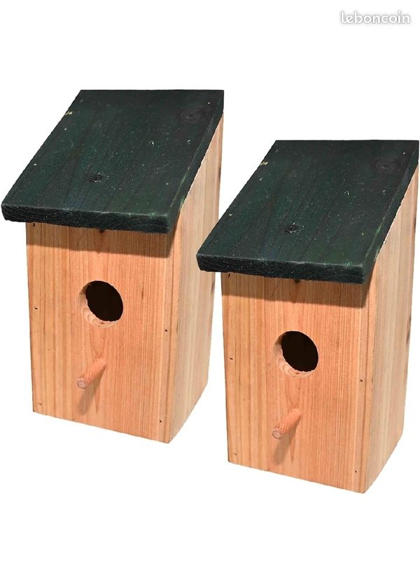 2 nichoirs niche en Bois pour Oiseaux (mésange Bleue et Moineau) (image 1)