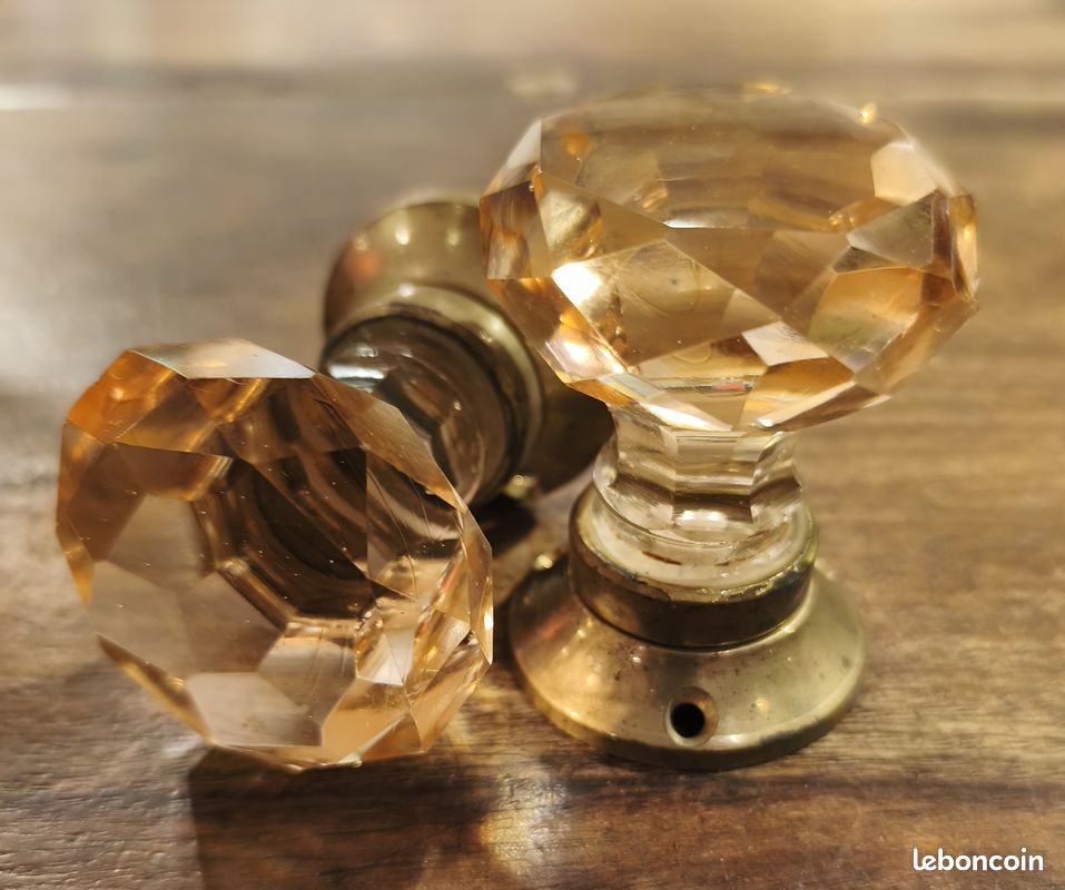 Poignée de porte en verre diamant rose orange (image 1)
