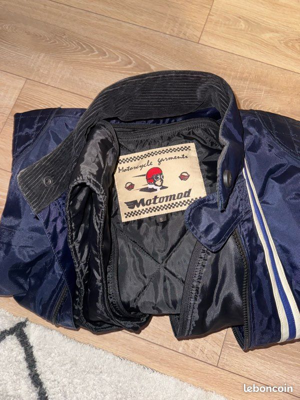 Blouson moto vintage Motomod bleu marine – taille S (image 1)