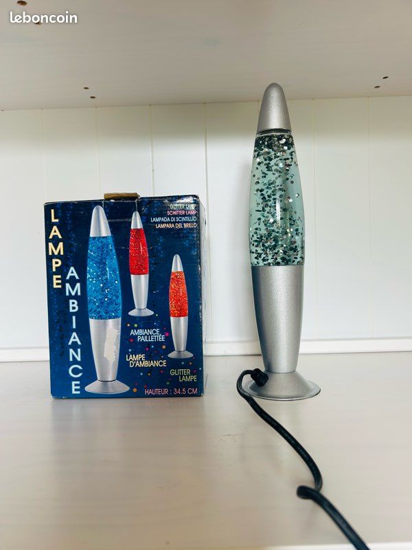 Lampe à Lave Vintage Bleue à Paillettes - 41 Cm - Fonctionnelle