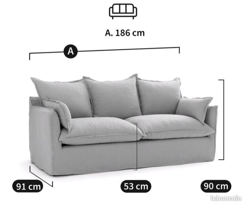 Très beau lot de 2 canapés + 1 pouf - Couleur Écru - État NEUF (image 7)