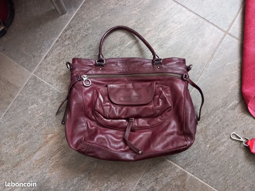 leather sac prune cuir