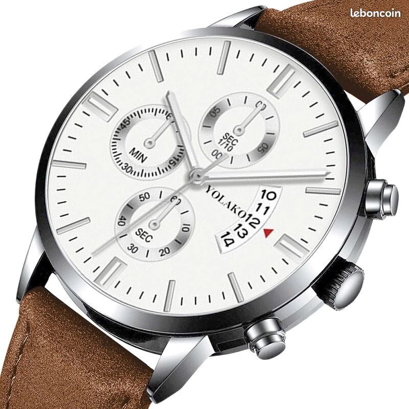 Montre Quartz en Cuir Marron (image 3)