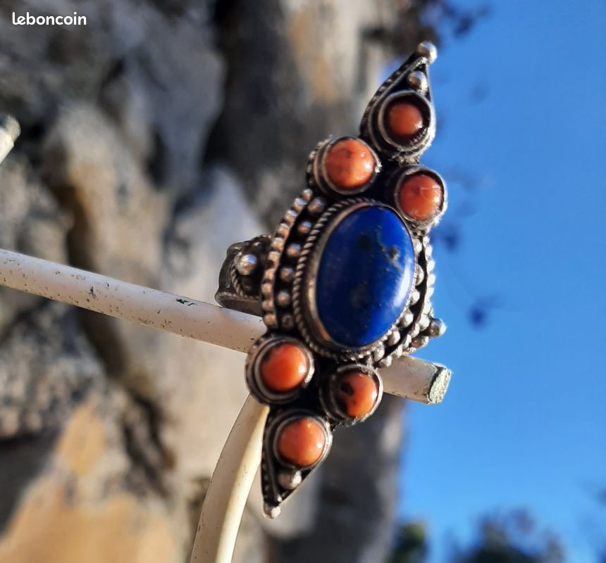 Bague En Argent Massif 925 Avec Lapis Lazuli - Belle Pierre Bleue - Occasion - France